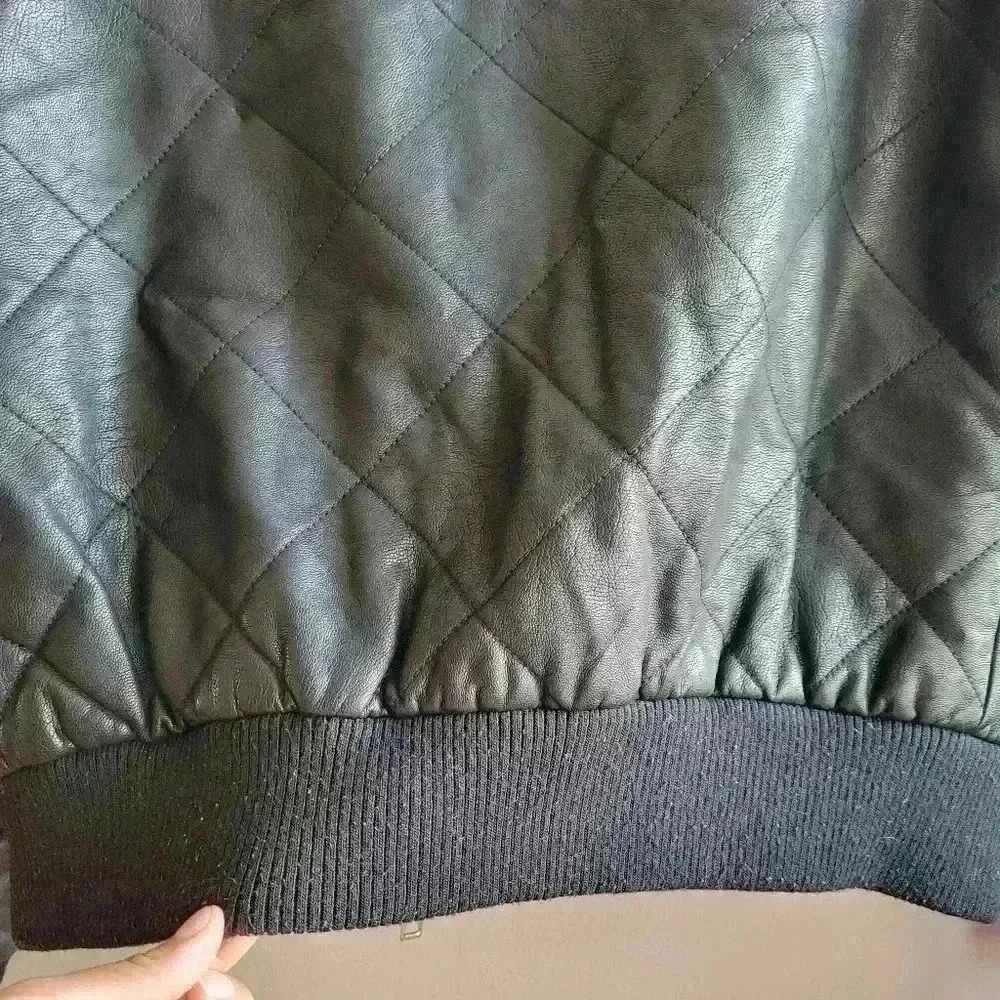 Ci Sono by Cabalini Women's quilted faux Leather Jacket M Black Full Zip Biker - Picture 11 of 12